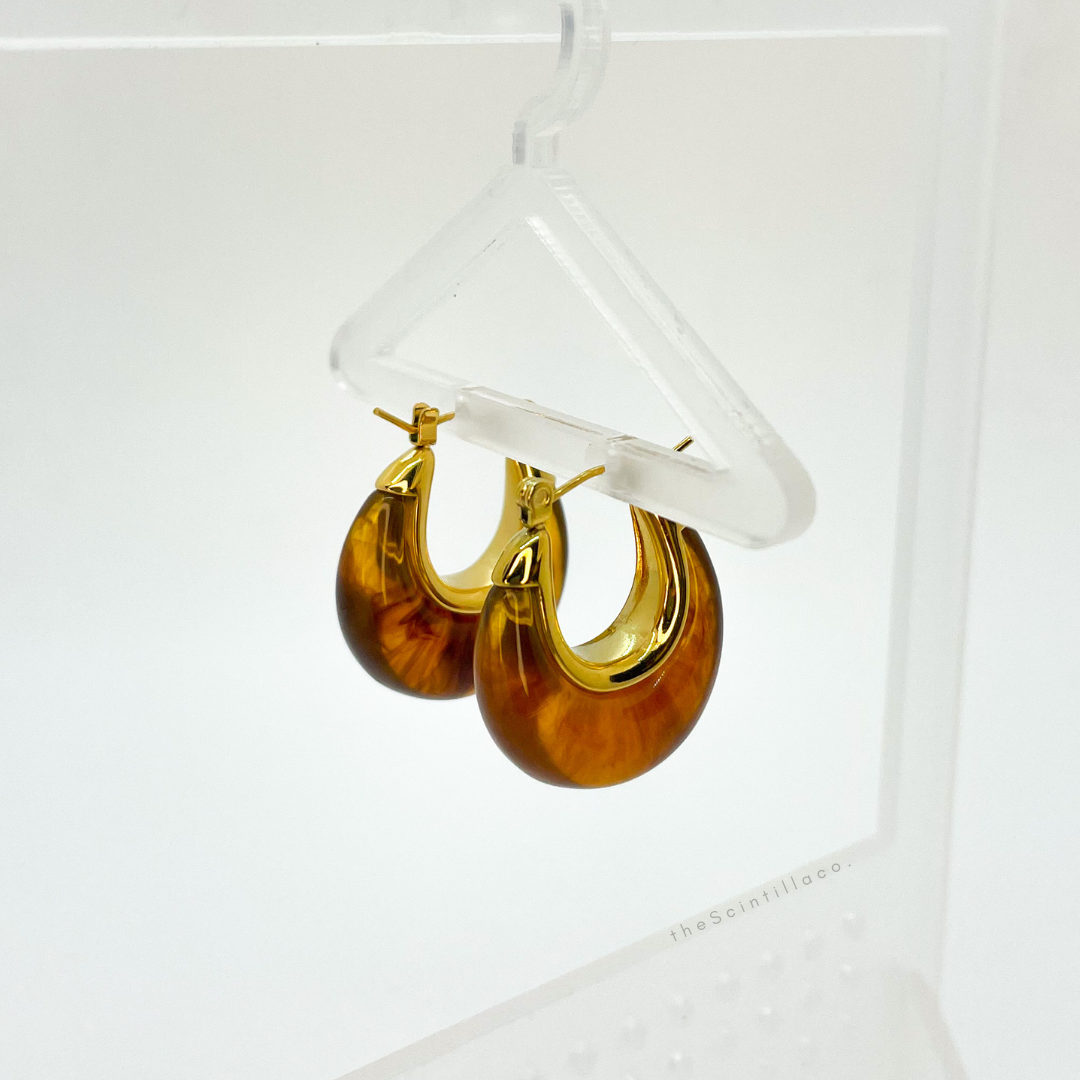 Amber chunky hoop Earring