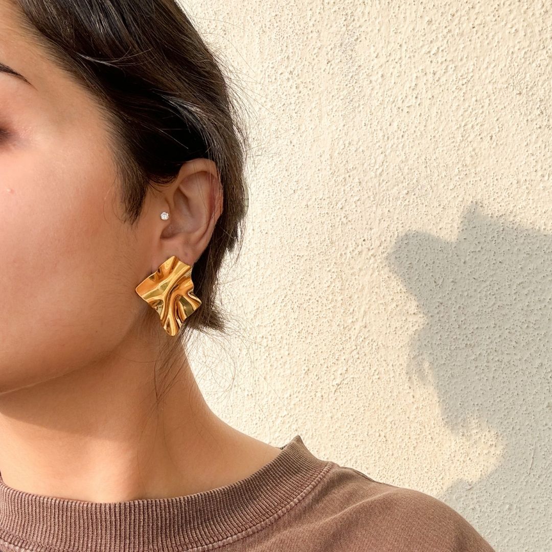 Hammered Gold Earring